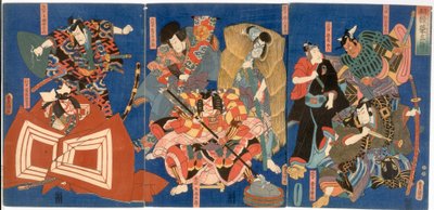 Buckets of Good Wishes Year after Year: The Inherited Glory of the Ichikawa Clan, Edo period, c.1850 by Utagawa Kunisada